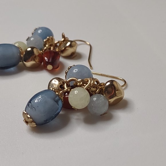 Pretty Multi Color Glass Bead Dangle Earrings - Picture 5 of 9